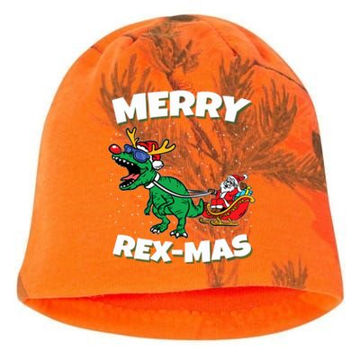 Merry Rexmas Christmas Pajama Santa Riding Dinosaur Trex Kati - Camo Knit Beanie