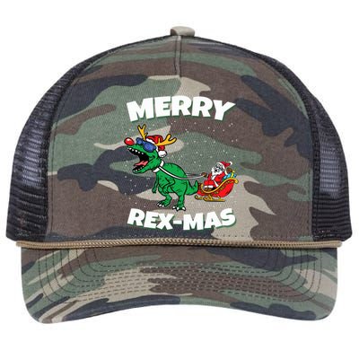 Merry Rexmas Christmas Pajama Santa Riding Dinosaur Trex Retro Rope Trucker Hat Cap