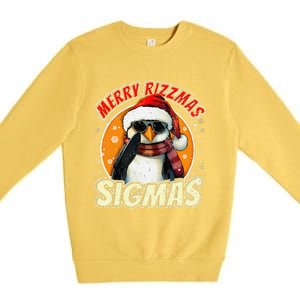 Merry Rizzmas Christmas Rizz Cool Peguin Sunglasses Sigmas Premium Crewneck Sweatshirt