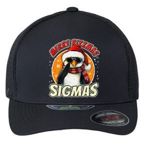 Merry Rizzmas Christmas Rizz Cool Peguin Sunglasses Sigmas Flexfit Unipanel Trucker Cap