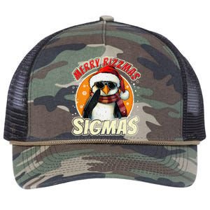 Merry Rizzmas Christmas Rizz Cool Peguin Sunglasses Sigmas Retro Rope Trucker Hat Cap