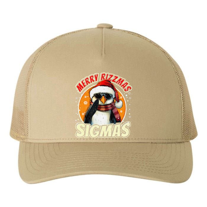 Merry Rizzmas Christmas Rizz Cool Peguin Sunglasses Sigmas Yupoong Adult 5-Panel Trucker Hat