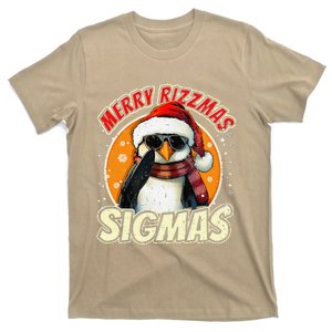 Merry Rizzmas Christmas Rizz Cool Peguin Sunglasses Sigmas T-Shirt