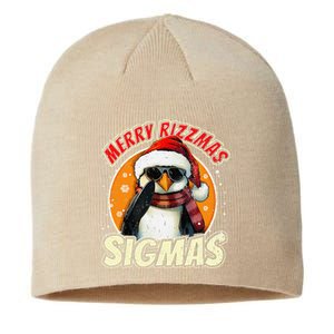 Merry Rizzmas Christmas Rizz Cool Peguin Sunglasses Sigmas Sustainable Beanie