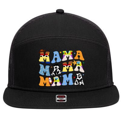 Mama Retro Character Cute 7 Panel Mesh Trucker Snapback Hat