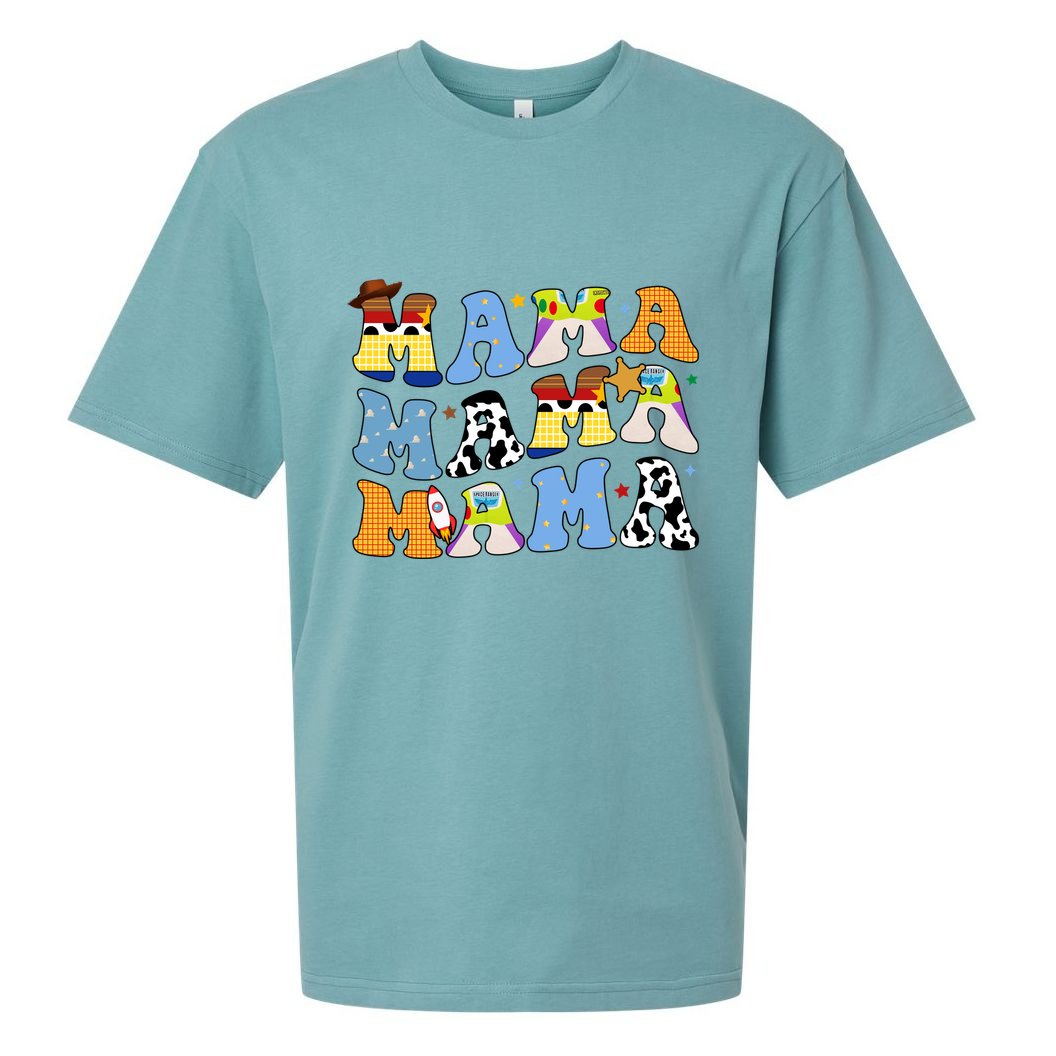 Mama Retro Character Cute Sueded Cloud Jersey T-Shirt