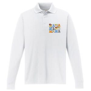 Mama Retro Character Cute Performance Long Sleeve Polo