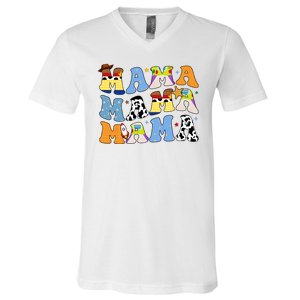 Mama Retro Character Cute V-Neck T-Shirt