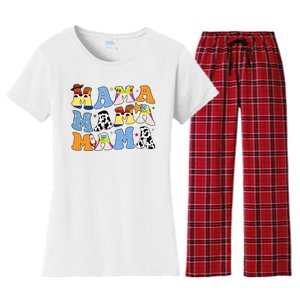 Mama Retro Character Cute Women's Flannel Pajama Set