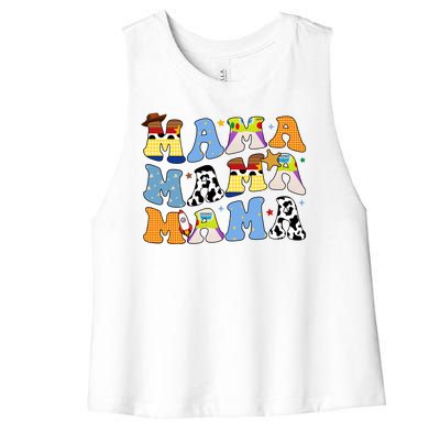 Mama Retro Character Cute Women's Racerback Cropped Tank