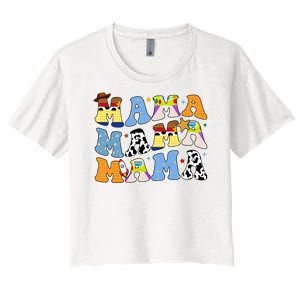 Mama Retro Character Cute Women's Crop Top Tee