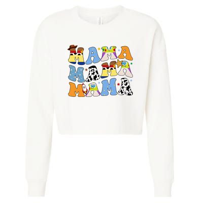 Mama Retro Character Cute Cropped Pullover Crew