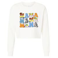 Mama Retro Character Cute Cropped Pullover Crew