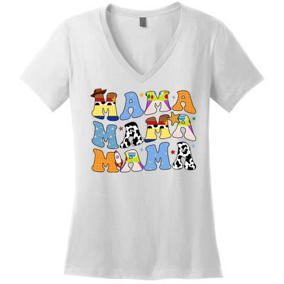 Mama Retro Character Cute Women's V-Neck T-Shirt