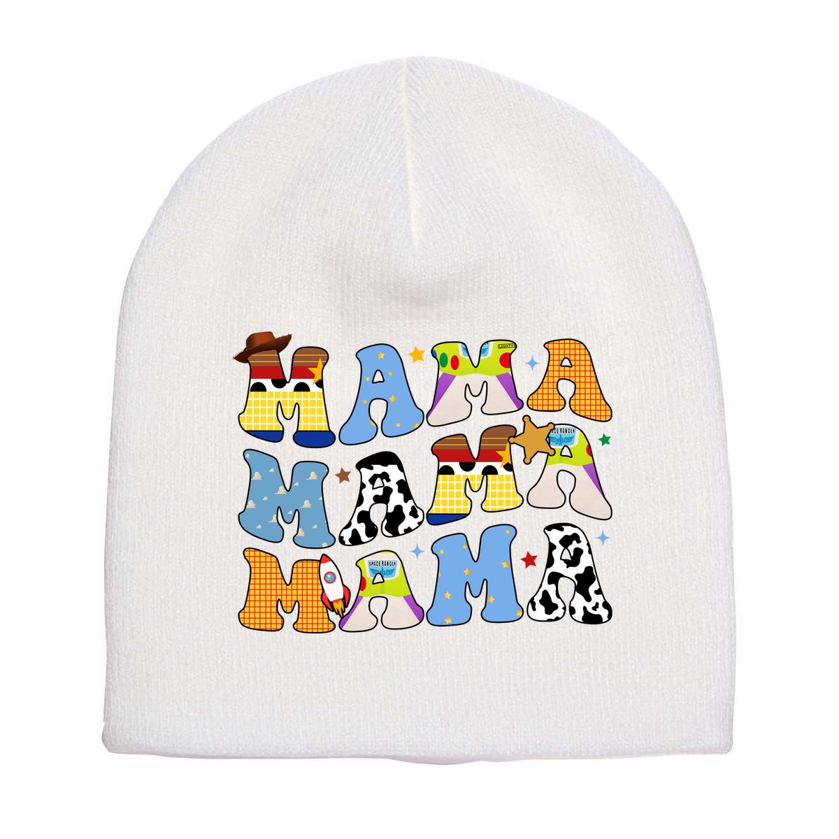 Mama Retro Character Cute Short Acrylic Beanie