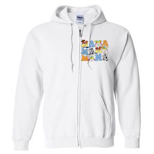 Mama Retro Character Cute Full Zip Hoodie