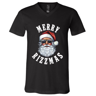 Merry Rizzmas Christmas Holiday Xmas Santa Claus V-Neck T-Shirt