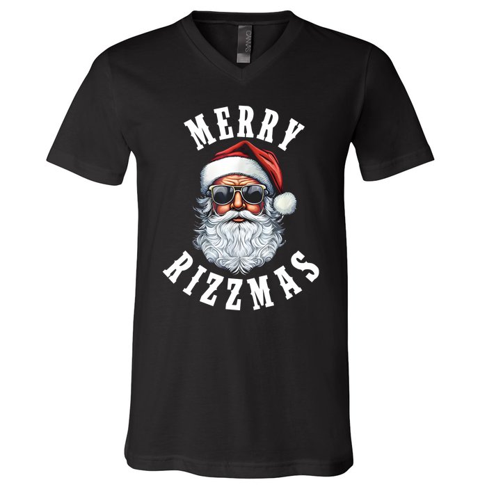 Merry Rizzmas Christmas Holiday Xmas Santa Claus V-Neck T-Shirt