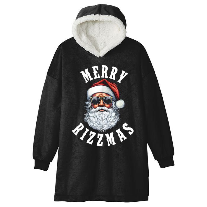 Merry Rizzmas Christmas Holiday Xmas Santa Claus Hooded Wearable Blanket