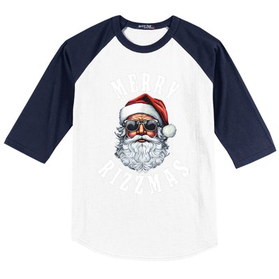 Merry Rizzmas Christmas Holiday Xmas Santa Claus Baseball Sleeve Shirt