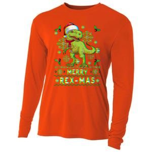 Merry Rexmas Christmas Trex Gift Cooling Performance Long Sleeve Crew