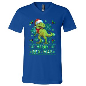 Merry Rexmas Christmas Trex Gift V-Neck T-Shirt