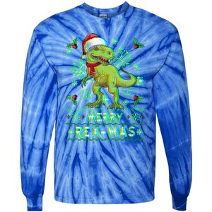 Merry Rexmas Christmas Trex Gift Tie-Dye Long Sleeve Shirt