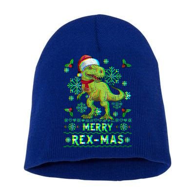 Merry Rexmas Christmas Trex Gift Short Acrylic Beanie