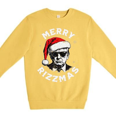 Merry Rizzmas Christmas Funny Trump Santa Claus Xmas Pajamas Premium Crewneck Sweatshirt