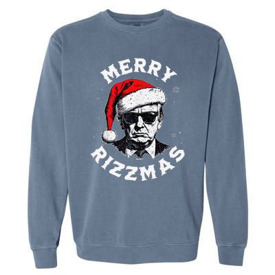 Merry Rizzmas Christmas Funny Trump Santa Claus Xmas Pajamas Garment-Dyed Sweatshirt