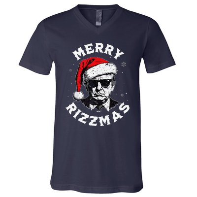 Merry Rizzmas Christmas Funny Trump Santa Claus Xmas Pajamas V-Neck T-Shirt