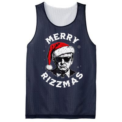 Merry Rizzmas Christmas Funny Trump Santa Claus Xmas Pajamas Mesh Reversible Basketball Jersey Tank