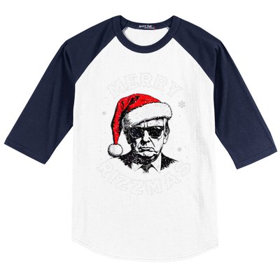 Merry Rizzmas Christmas Funny Trump Santa Claus Xmas Pajamas Baseball Sleeve Shirt