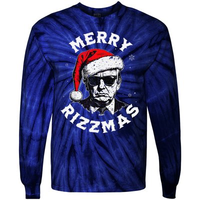 Merry Rizzmas Christmas Funny Trump Santa Claus Xmas Pajamas Tie-Dye Long Sleeve Shirt