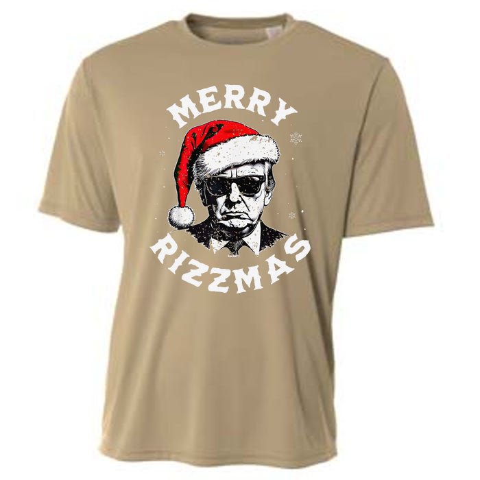 Merry Rizzmas Christmas Funny Trump Santa Claus Xmas Pajamas Cooling Performance Crew T-Shirt