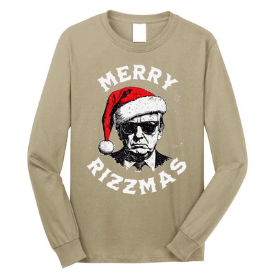 Merry Rizzmas Christmas Funny Trump Santa Claus Xmas Pajamas Long Sleeve Shirt