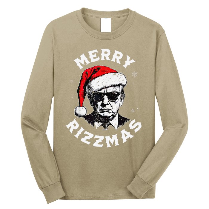 Merry Rizzmas Christmas Funny Trump Santa Claus Xmas Pajamas Long Sleeve Shirt