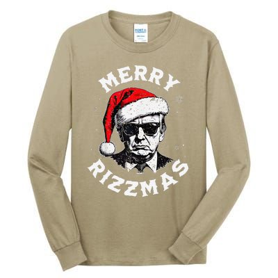 Merry Rizzmas Christmas Funny Trump Santa Claus Xmas Pajamas Tall Long Sleeve T-Shirt