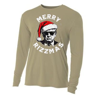 Merry Rizzmas Christmas Funny Trump Santa Claus Xmas Pajamas Cooling Performance Long Sleeve Crew