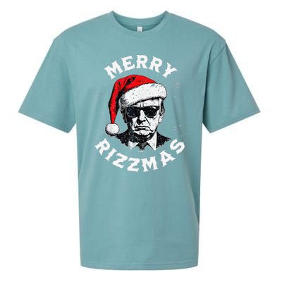 Merry Rizzmas Christmas Funny Trump Santa Claus Xmas Pajamas Sueded Cloud Jersey T-Shirt