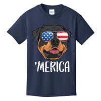 Merica Rottweiler Dog 4th Of July American Flag Kids T-Shirt