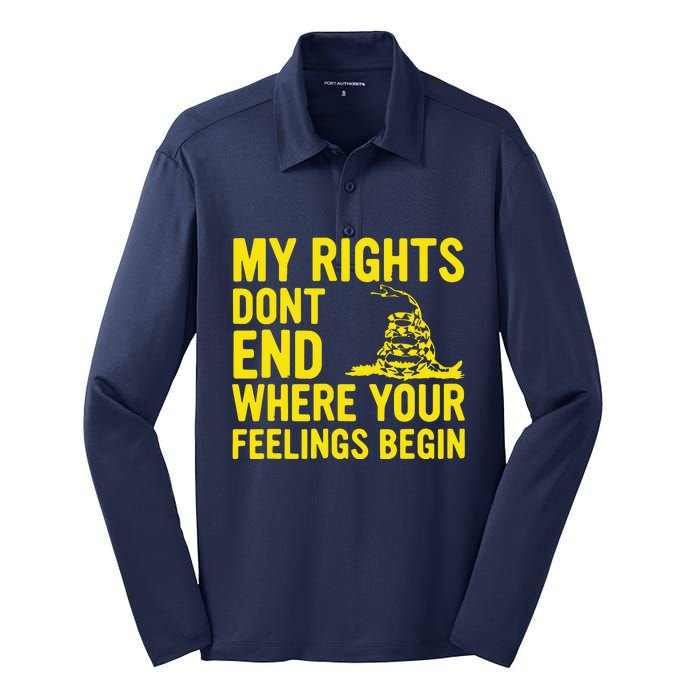 My Rights Dont End Where Your Feelings Begin Silk Touch Performance Long Sleeve Polo