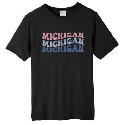 Michigan Retro Distressed Logo Tall Fusion ChromaSoft Performance T-Shirt