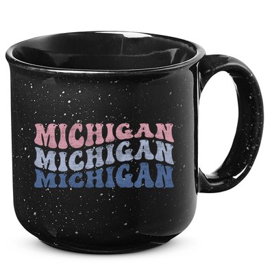 Michigan Retro Distressed Logo 15oz Campfire Ceramic Mug