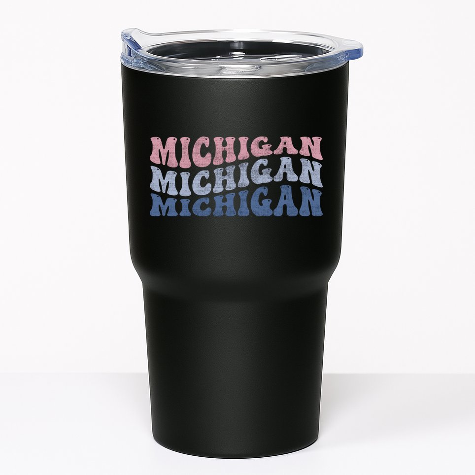 Michigan Retro Distressed Logo Tumbler