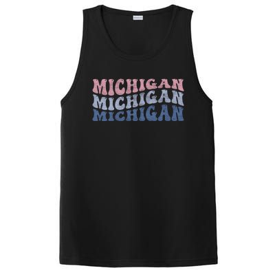 Michigan Retro Distressed Logo PosiCharge Competitor Tank