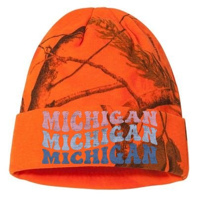 Michigan Retro Distressed Logo Kati Licensed 12" Camo Beanie