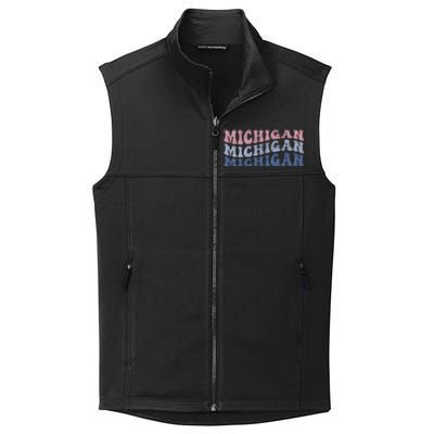 Michigan Retro Distressed Logo Collective Smooth Fleece Vest