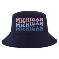Michigan Retro Distressed Logo Cool Comfort Performance Bucket Hat