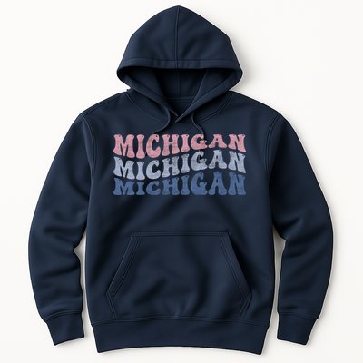 Michigan Retro Distressed Logo Hoodie